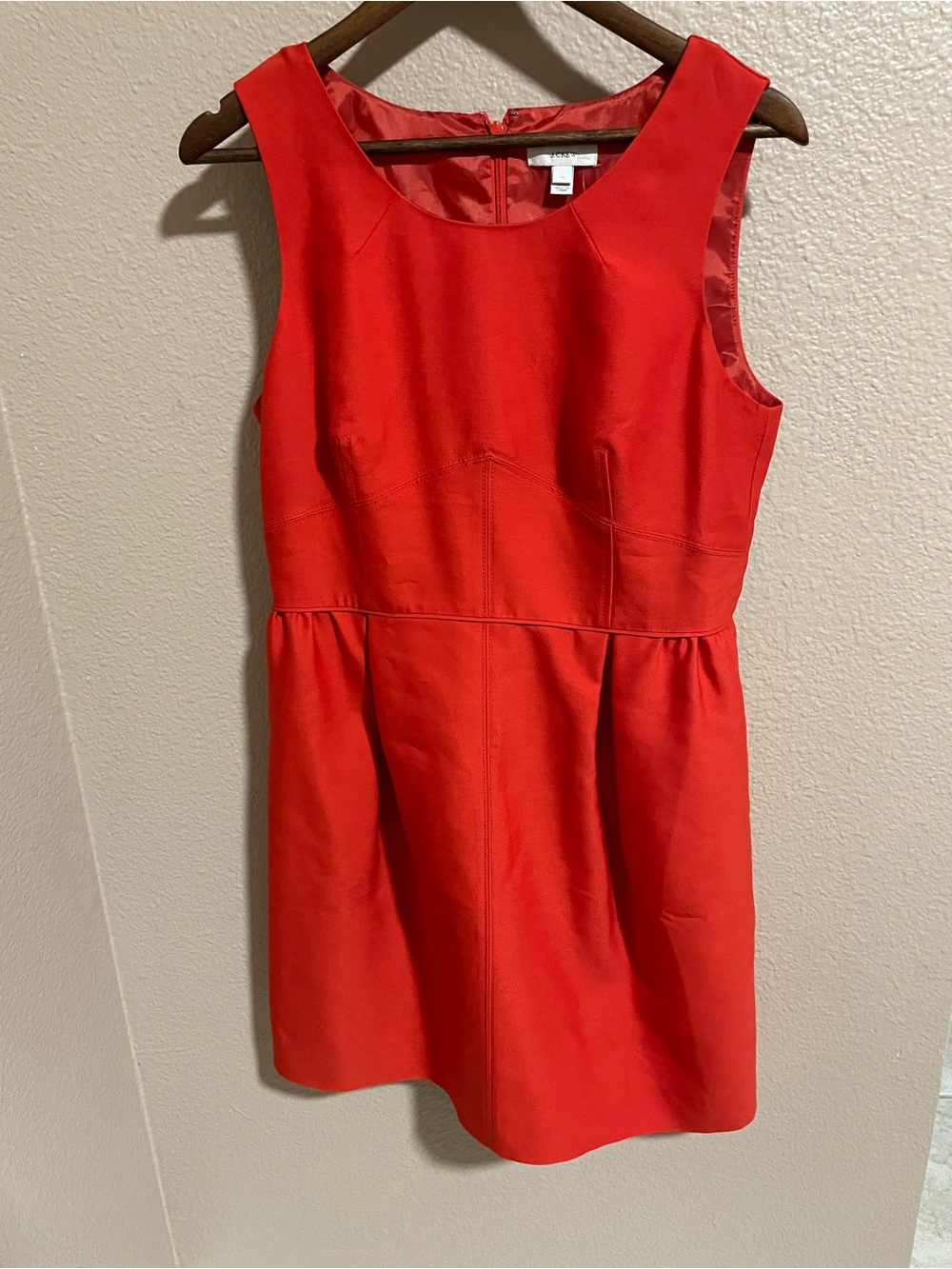 J. Crew Red Sleeveless Fit-and-Flare wool silk blend Dress NEW